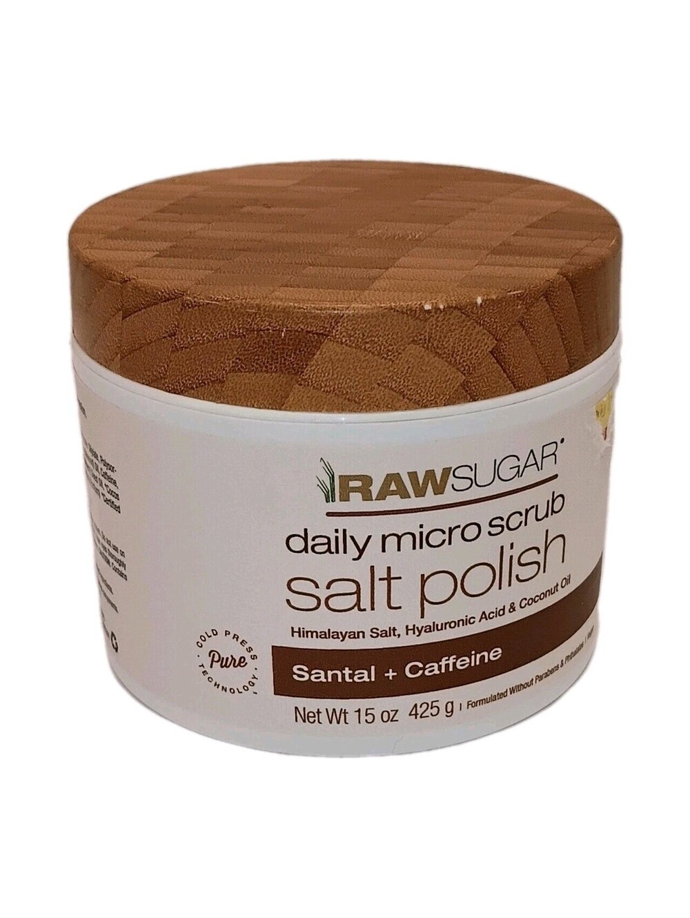 NEW Raw Sugar Daily Micro Scrub Salt Polish  Santal + Caffeine 15 oz